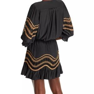 Ramy Brook Brand New w Tag Size L Mini Length Embroidery on Sleeve/Skirt V-neck